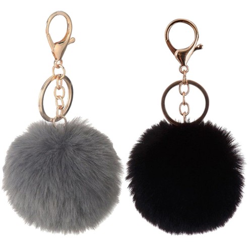 2pcs plush pom keychains - pom,