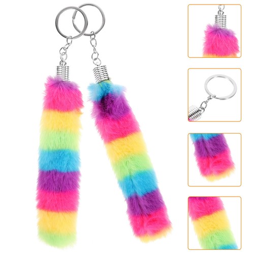 Rainbow colored plush keychain - colored,